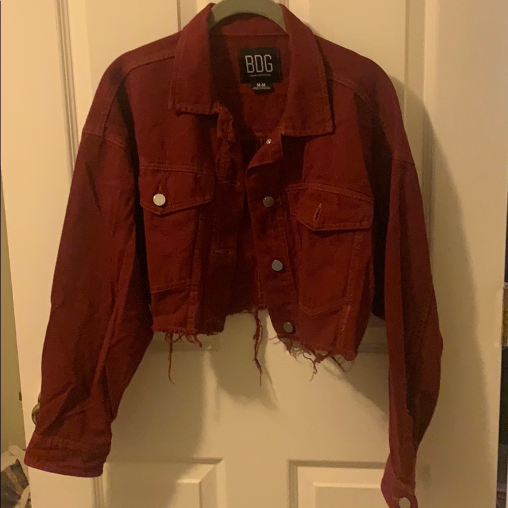 Red Cropped Jean Jacket
